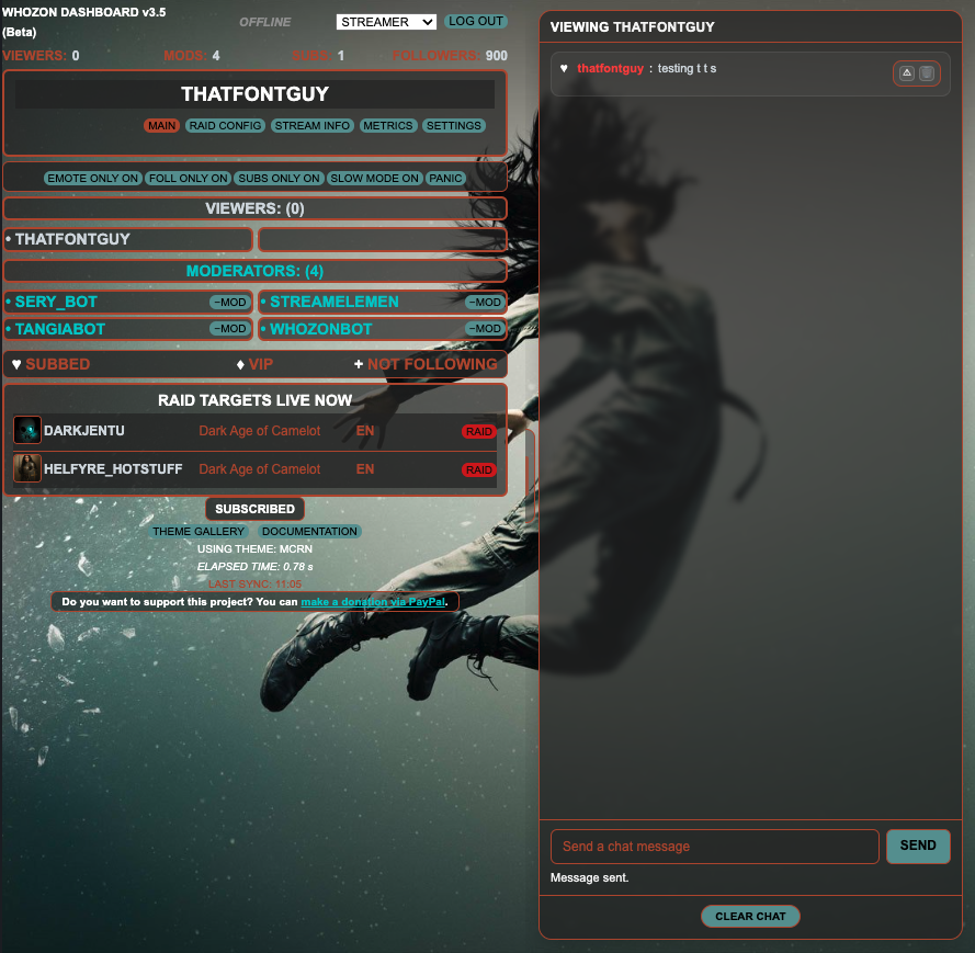 Whozon Dashboard Main Page
